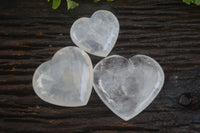 Polished Girasol Pearl & Clear Quartz Gemstone Hearts  x 6 From Madagascar - Toprock Gemstones and Minerals 