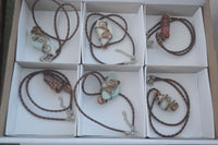 Polished Mixed Copper Wire Wrapped Jewellery Pendants x 6 From Congo - Toprock Gemstones and Minerals 