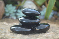 Polished Schorl Black Tourmaline Palm Stones  x 20 From Madagascar - Toprock Gemstones and Minerals 