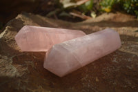 Polished Double Terminated Pink Rose Quartz Points  x 4 From Ambatondrazaka, Madagascar - TopRock