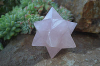 Polished Gemmy Rose Quartz Merkabah Stars x 2 From Madagascar