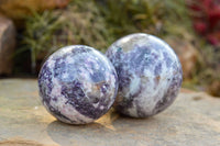 Polished Specular Purple Mica Lepidolite Spheres  x 4 From Madagascar - TopRock