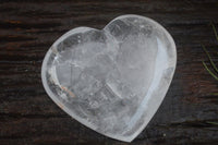 Polished Girasol Pearl & Clear Quartz Gemstone Hearts  x 6 From Madagascar - Toprock Gemstones and Minerals 