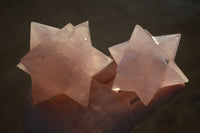 Polished Gemmy Rose Quartz Merkabah Stars x 2 From Madagascar