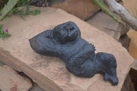 Polished  Black Soapstone Gorilla Carving  x 1 From Zimbabwe