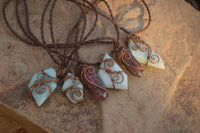 Polished Mixed Copper Wire Wrapped Jewellery Pendants x 6 From Congo - Toprock Gemstones and Minerals 