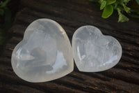 Polished Girasol Pearl & Clear Quartz Gemstone Hearts  x 6 From Madagascar - Toprock Gemstones and Minerals 