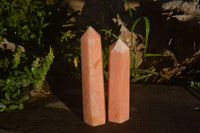 Polished Orange Twist Calcite Towers x 2 From Maevantanana, Madagascar