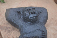 Polished  Black Soapstone Gorilla Carving  x 1 From Zimbabwe