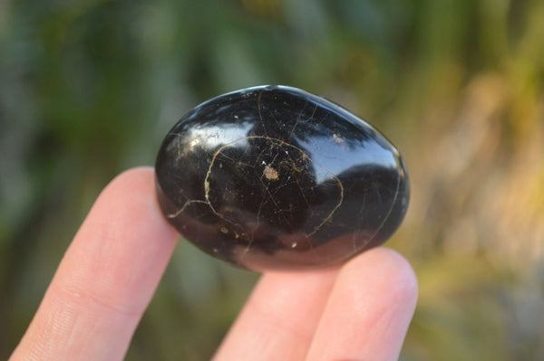 Polished Schorl Black Tourmaline Palm Stones  x 20 From Madagascar - Toprock Gemstones and Minerals 