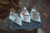 Polished Mixed Copper Wire Wrapped Jewellery Pendants x 6 From Congo - Toprock Gemstones and Minerals 