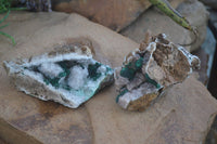 Natural Rare Ball Malachite On Drusy Quartz & Dolomite Matrix  x 2 From Kambove, Congo - Toprock Gemstones and Minerals 