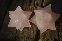 Polished Gemmy Rose Quartz Merkabah Stars x 2 From Madagascar