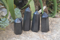 Polished Black Basalt Points  x 4 From Madagascar