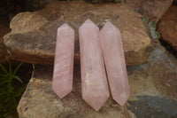 Polished Double Terminated Pink Rose Quartz Points  x 4 From Ambatondrazaka, Madagascar - TopRock