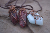 Polished Mixed Copper Wire Wrapped Jewellery Pendants x 6 From Congo - Toprock Gemstones and Minerals 