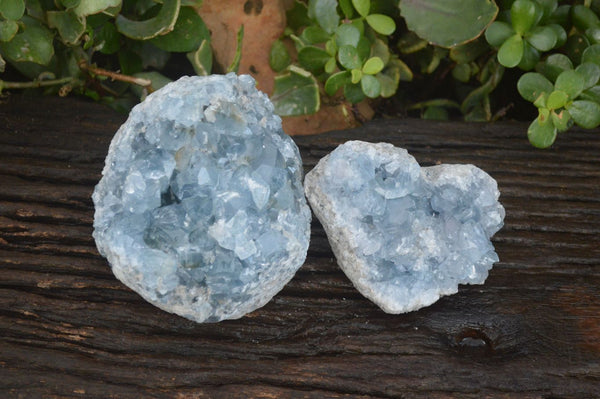 Natural  Cheap B Grade Blue Celestite Specimens  x 2 From Sakoany, Madagascar