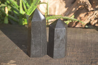 Polished Black Basalt Points  x 4 From Madagascar