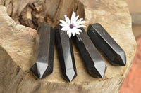 Polished Double Terminated Black Basalt Points  x 4 From Madagascar - TopRock