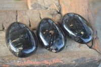 Polished Schorl Black Tourmaline Palm Stones  x 20 From Madagascar - Toprock Gemstones and Minerals 