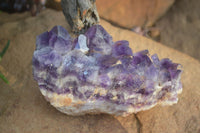 Natural Dark Amethyst Clusters x 3 From Mapatizya, Zambia