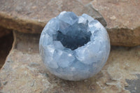 Polished Blue Celestite Egg Geodes  x 3 From Sakoany, Madagascar