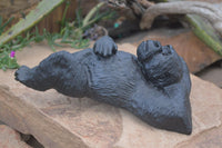 Polished  Black Soapstone Gorilla Carving  x 1 From Zimbabwe