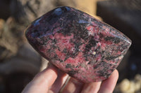 Polished Red & Black Rhodonite Standing Free Form x 1 From Zimbabwe