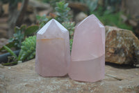 Polished Gemmy Rose Quartz Points x 4 From Madagascar