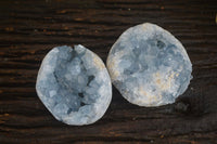 Natural Blue Celestite Geode Specimens  x 2 From Madagascar - Toprock Gemstones and Minerals 