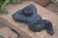 Polished  Black Soapstone Gorilla Carving  x 1 From Zimbabwe