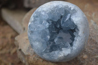 Polished Blue Celestite Egg Geodes  x 3 From Sakoany, Madagascar