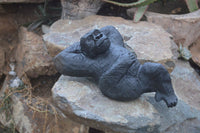 Polished  Black Soapstone Gorilla Carving  x 1 From Zimbabwe