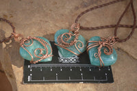 Polished Small Amazonite Heart Copper Wire Wrapped Pendants - Sold Per Piece -  From Madagascar