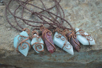 Polished Mixed Copper Wire Wrapped Jewellery Pendants x 6 From Congo - Toprock Gemstones and Minerals 