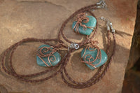 Polished Small Amazonite Heart Copper Wire Wrapped Pendants - Sold Per Piece -  From Madagascar