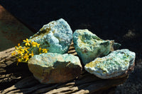 Natural Rough Blue Shattuckite & Chrysocolla Specimens  x 4 From Kaokoveld, Namibia - TopRock