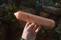 Polished Orange Twist Calcite Towers x 2 From Maevantanana, Madagascar