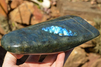 Polished Labradorite Standing Free Form With Deep Blue Flash x 1 From Sakoany, Madagascar - TopRock