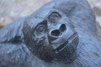 Polished  Black Soapstone Gorilla Carving  x 1 From Zimbabwe