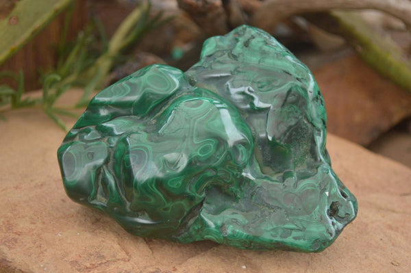 Polished  Large Malachite Free Form With Flower Ring Patterns  x 1 From Congo