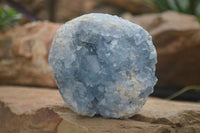 Natural Blue Celestite Geode Specimens  x 2 From Madagascar - Toprock Gemstones and Minerals 