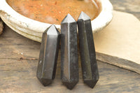 Polished Double Terminated Black Basalt Points  x 4 From Madagascar - TopRock