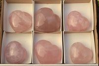 Polished Stunning Rich Pink Rose Quartz Hearts x 6 From Madagascar - TopRock