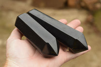 Polished Double Terminated Black Basalt Points  x 4 From Madagascar - TopRock