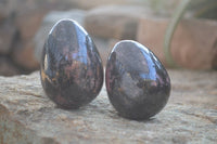 Polished Pink & Black Rhodonite Eggs x 6 From Madagascar