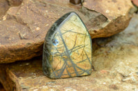 Polished Labradorite Standing Free Forms With Intense Blue & Gold Flash x 3 From Tulear, Madagascar - TopRock