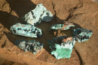 Natural Drusy Coated Chrysocolla & Malachite Dolomite Specimens x 6 From Congo