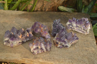 Natural Dark Purple Amethyst Crystal Clusters  x 6 From Zambia - Toprock Gemstones and Minerals 