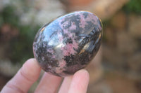 Polished Pink & Black Rhodonite Eggs x 6 From Madagascar